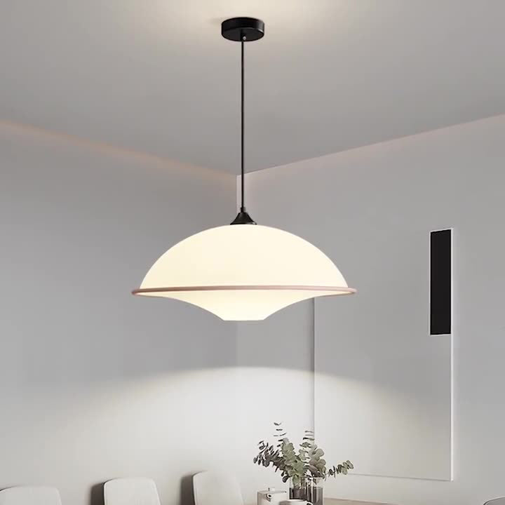 Lustre Suspendu Moderne Minimaliste en Fer et Acrylique en Demi-cercle à 1 Lumière pour Salle à Manger 