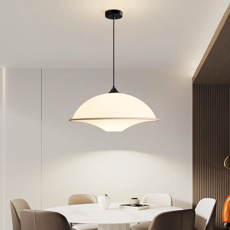 Lustre Suspendu Moderne Minimaliste en Fer et Acrylique en Demi-cercle à 1 Lumière pour Salle à Manger 