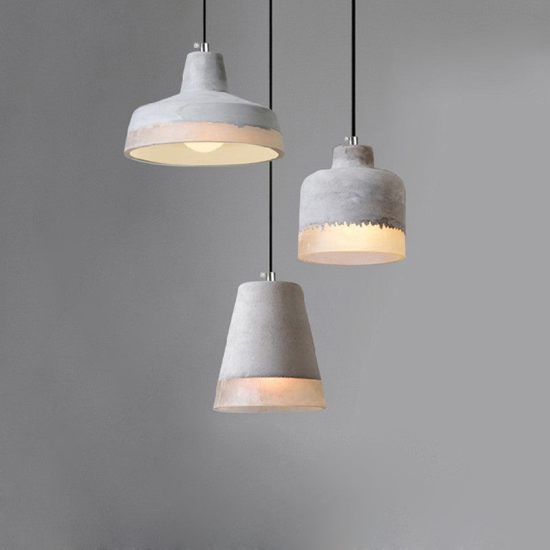 Cylindre Industriel Contemporain Prisme Ciment Résine 1-Lumière Suspension Pour Salle à Manger 