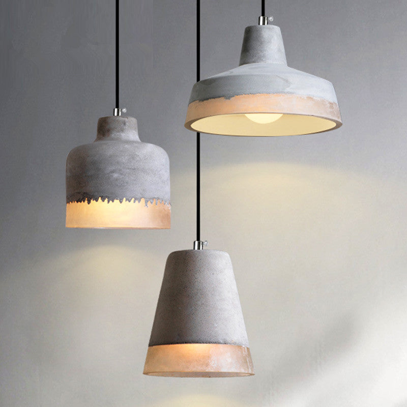 Cylindre Industriel Contemporain Prisme Ciment Résine 1-Lumière Suspension Pour Salle à Manger 