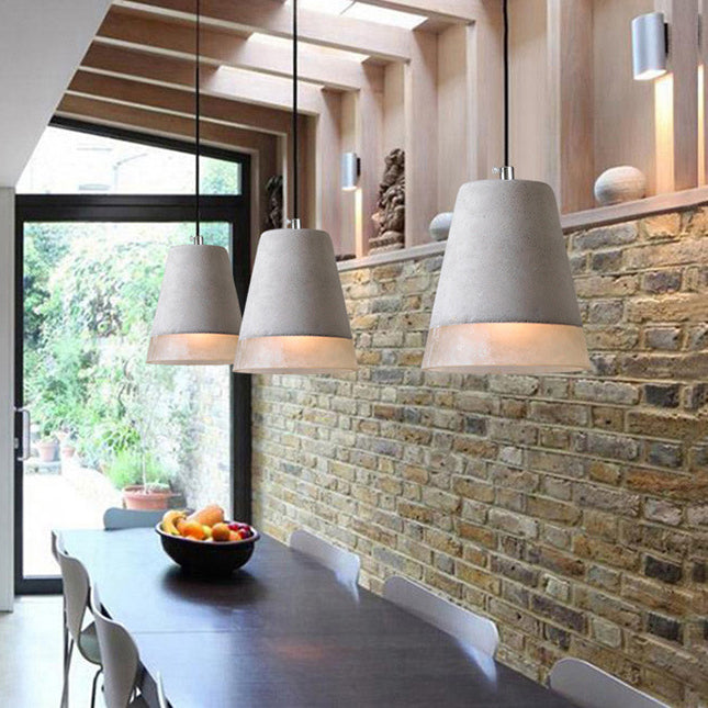Cylindre Industriel Contemporain Prisme Ciment Résine 1-Lumière Suspension Pour Salle à Manger 