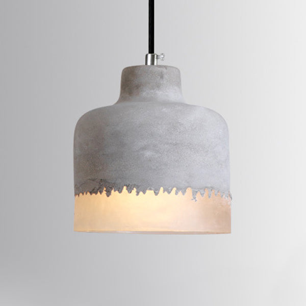 Cylindre Industriel Contemporain Prisme Ciment Résine 1-Lumière Suspension Pour Salle à Manger 