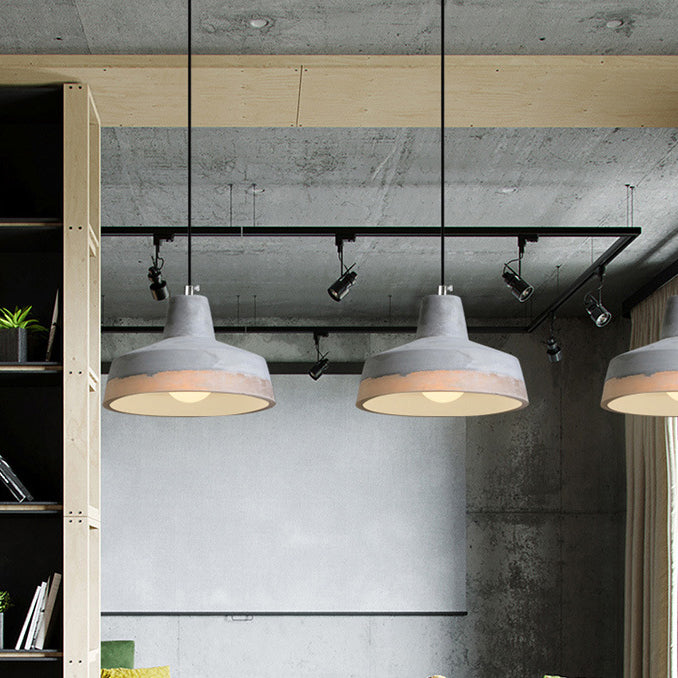 Cylindre Industriel Contemporain Prisme Ciment Résine 1-Lumière Suspension Pour Salle à Manger 