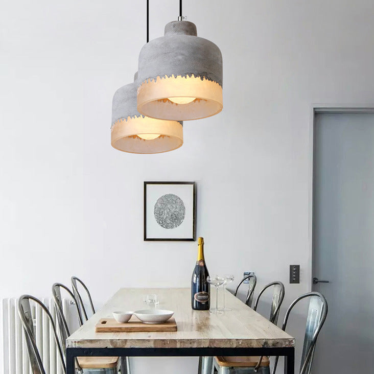 Cylindre Industriel Contemporain Prisme Ciment Résine 1-Lumière Suspension Pour Salle à Manger 