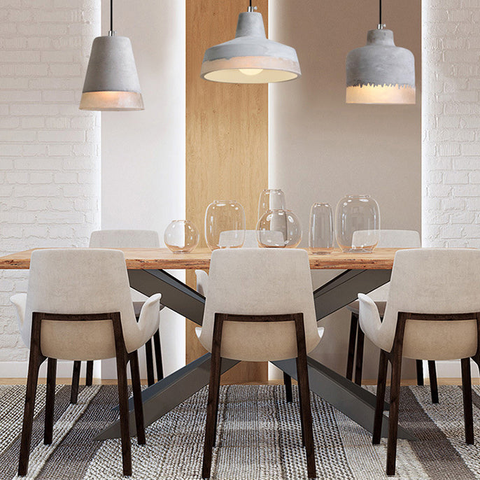 Cylindre Industriel Contemporain Prisme Ciment Résine 1-Lumière Suspension Pour Salle à Manger 
