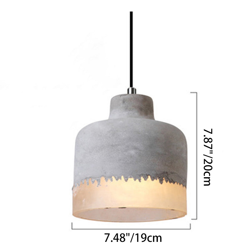 Cylindre Industriel Contemporain Prisme Ciment Résine 1-Lumière Suspension Pour Salle à Manger 