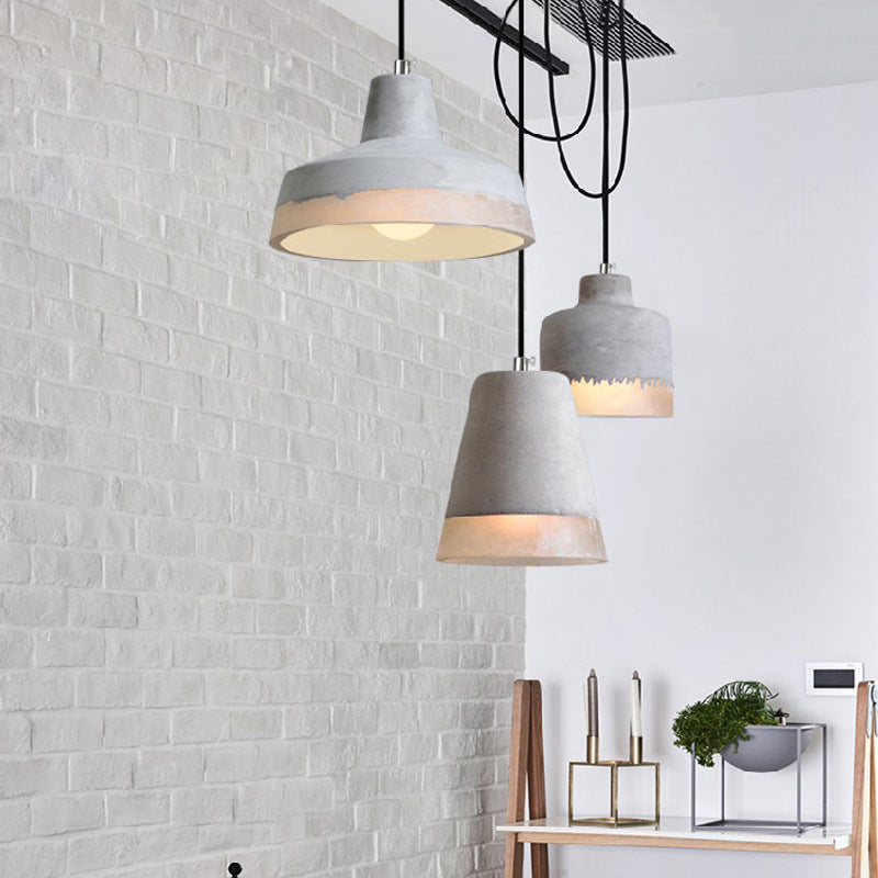 Cylindre Industriel Contemporain Prisme Ciment Résine 1-Lumière Suspension Pour Salle à Manger 