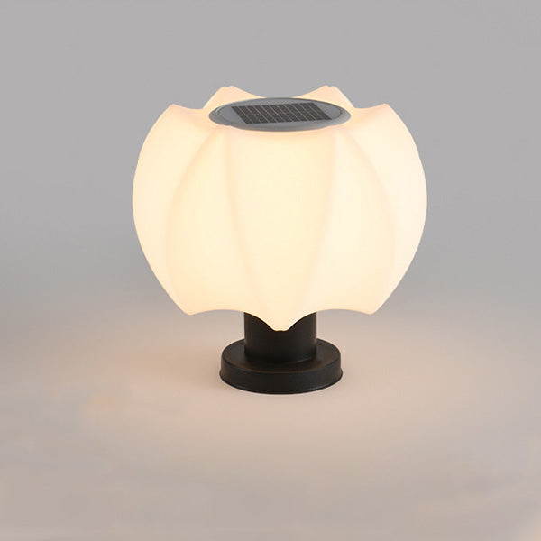 Moderne minimalistische solarbetriebene wasserdichte Lotus-Rundzylinder-PE-LED-Außenleuchten für die Terrasse 