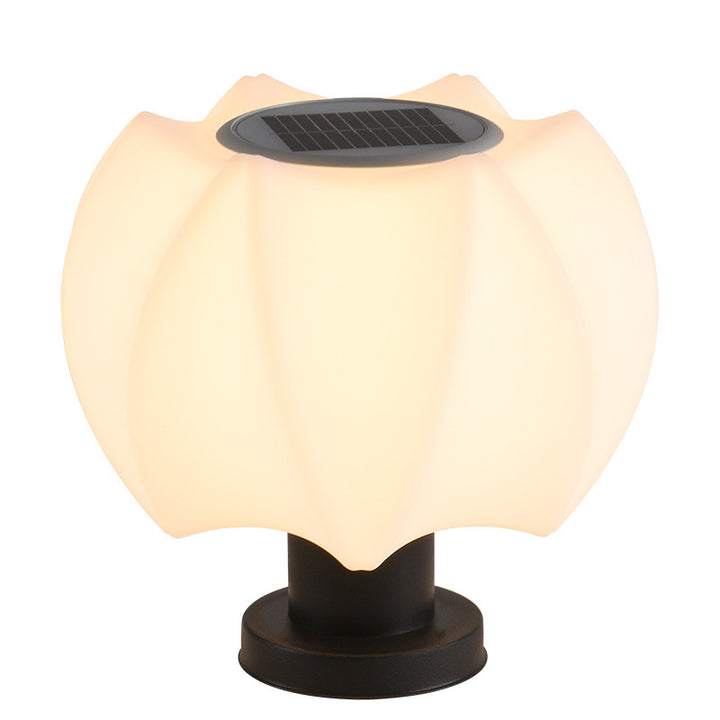 Moderne minimalistische solarbetriebene wasserdichte Lotus-Rundzylinder-PE-LED-Außenleuchten für die Terrasse 