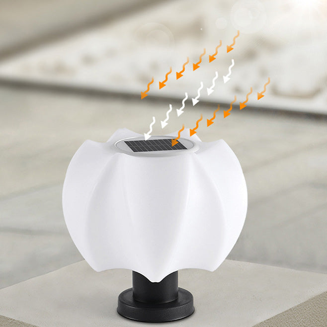 Moderne minimalistische solarbetriebene wasserdichte Lotus-Rundzylinder-PE-LED-Außenleuchten für die Terrasse 