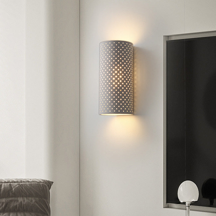 Moderne minimalistische runde Zylinder-Gips-LED-Wandleuchte für das Wohnzimmer 
