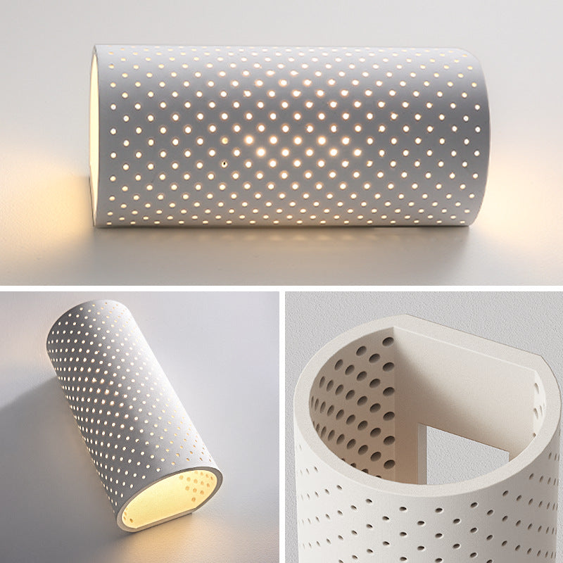Moderne minimalistische runde Zylinder-Gips-LED-Wandleuchte für das Wohnzimmer 