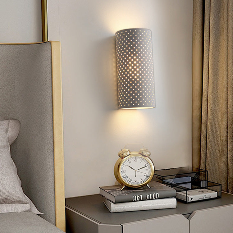 Moderne minimalistische runde Zylinder-Gips-LED-Wandleuchte für das Wohnzimmer 