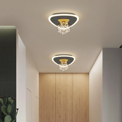 Contemporary Creative Round Orb Flower Triangle Iron Acrylic LED Semi-Flush Mount Ceiling Light For Hallway