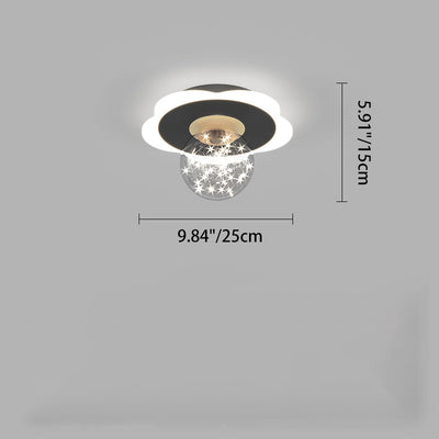 Contemporary Creative Round Orb Flower Triangle Iron Acrylic LED Semi-Flush Mount Ceiling Light For Hallway