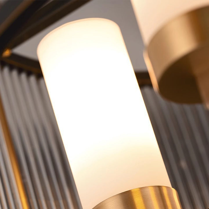 Lustre traditionnel vintage rond rectangle en cuivre et verre 5/6 lumières pour salon 