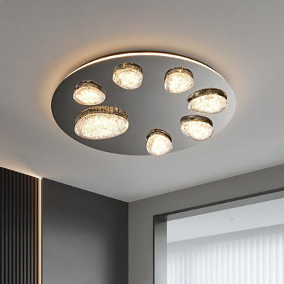 Lumière de plafond LED à montage affleurant en acrylique et acier inoxydable, matériel moderne minimaliste, dôme rond en galet pour chambre 