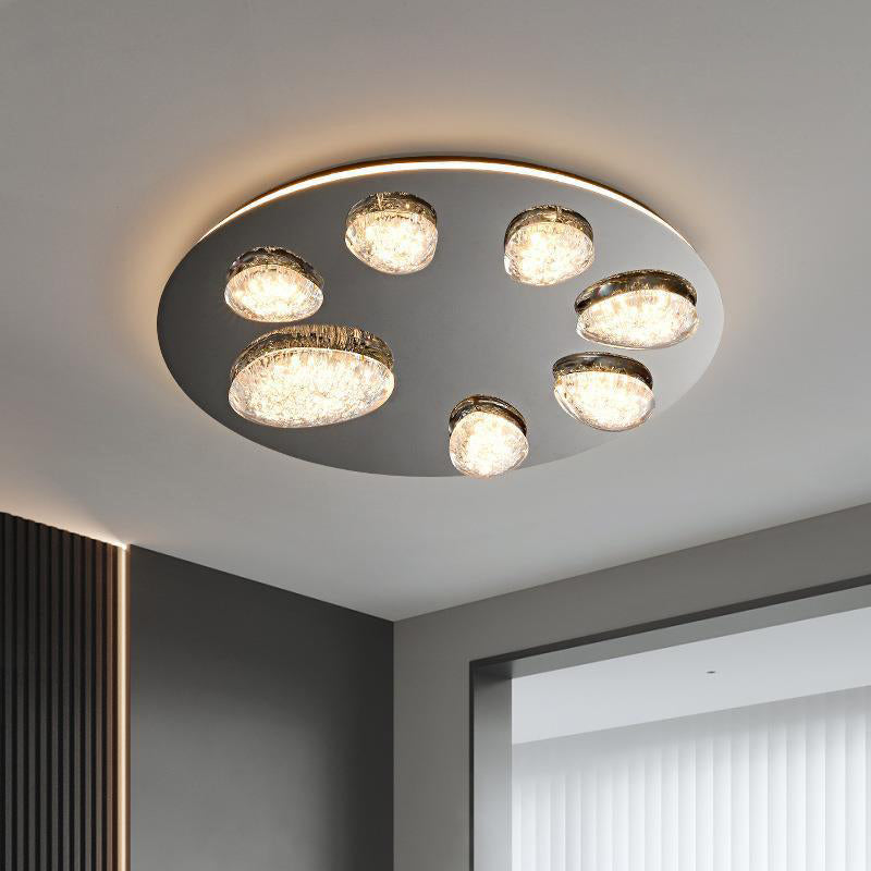 Lumière de plafond LED à montage affleurant en acrylique et acier inoxydable, matériel moderne minimaliste, dôme rond en galet pour chambre 