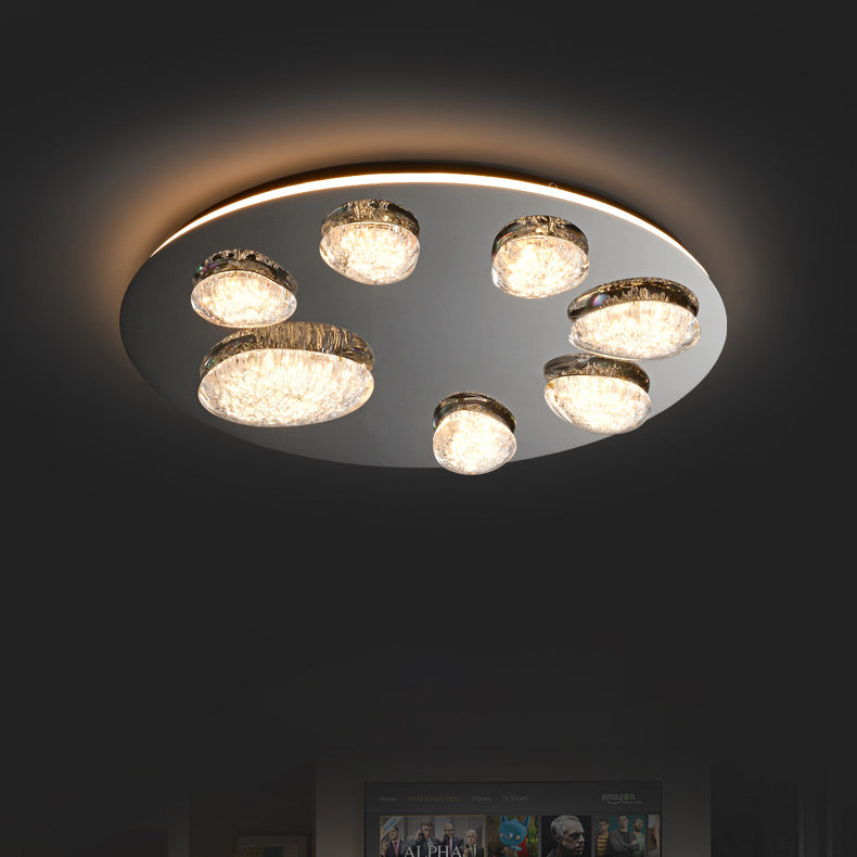 Lumière de plafond LED à montage affleurant en acrylique et acier inoxydable, matériel moderne minimaliste, dôme rond en galet pour chambre 