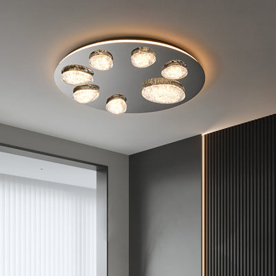 Lumière de plafond LED à montage affleurant en acrylique et acier inoxydable, matériel moderne minimaliste, dôme rond en galet pour chambre 