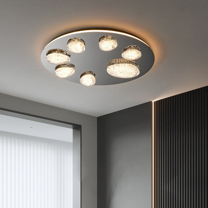 Lumière de plafond LED à montage affleurant en acrylique et acier inoxydable, matériel moderne minimaliste, dôme rond en galet pour chambre 