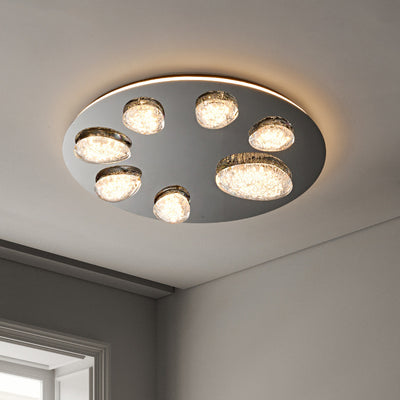 Lumière de plafond LED à montage affleurant en acrylique et acier inoxydable, matériel moderne minimaliste, dôme rond en galet pour chambre 
