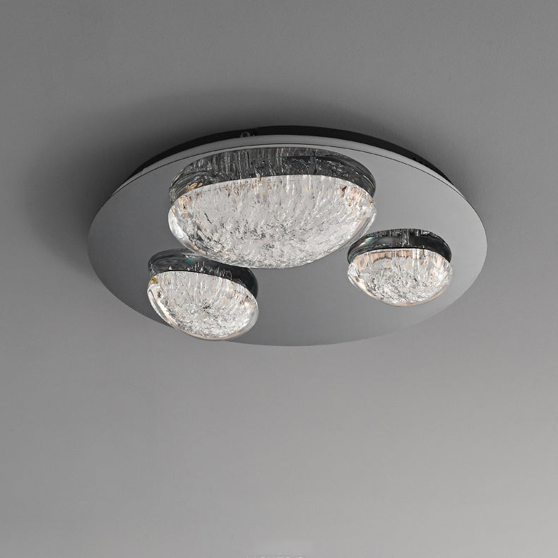 Lumière de plafond LED à montage affleurant en acrylique et acier inoxydable, matériel moderne minimaliste, dôme rond en galet pour chambre 
