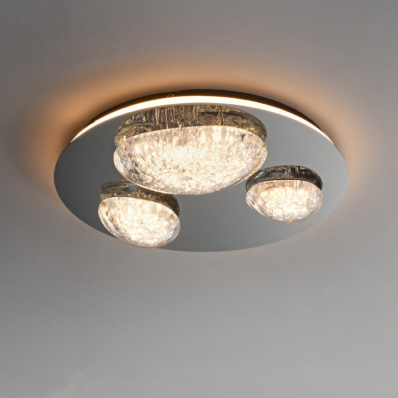 Lumière de plafond LED à montage affleurant en acrylique et acier inoxydable, matériel moderne minimaliste, dôme rond en galet pour chambre 