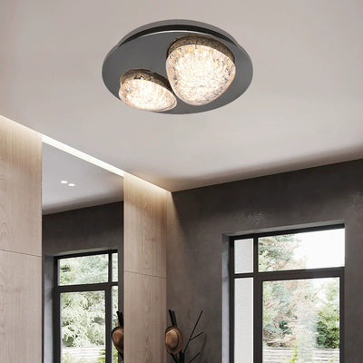Lumière de plafond LED à montage affleurant en acrylique et acier inoxydable, matériel moderne minimaliste, dôme rond en galet pour chambre 