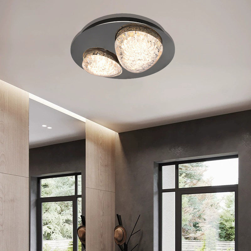 Lumière de plafond LED à montage affleurant en acrylique et acier inoxydable, matériel moderne minimaliste, dôme rond en galet pour chambre 