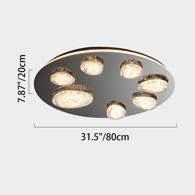 Lumière de plafond LED à montage affleurant en acrylique et acier inoxydable, matériel moderne minimaliste, dôme rond en galet pour chambre 