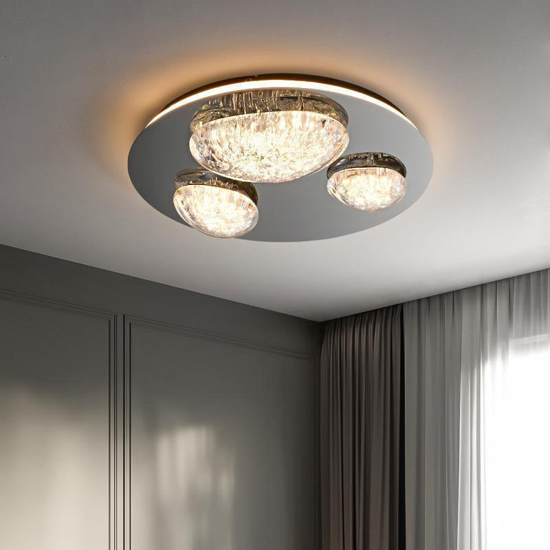 Lumière de plafond LED à montage affleurant en acrylique et acier inoxydable, matériel moderne minimaliste, dôme rond en galet pour chambre 