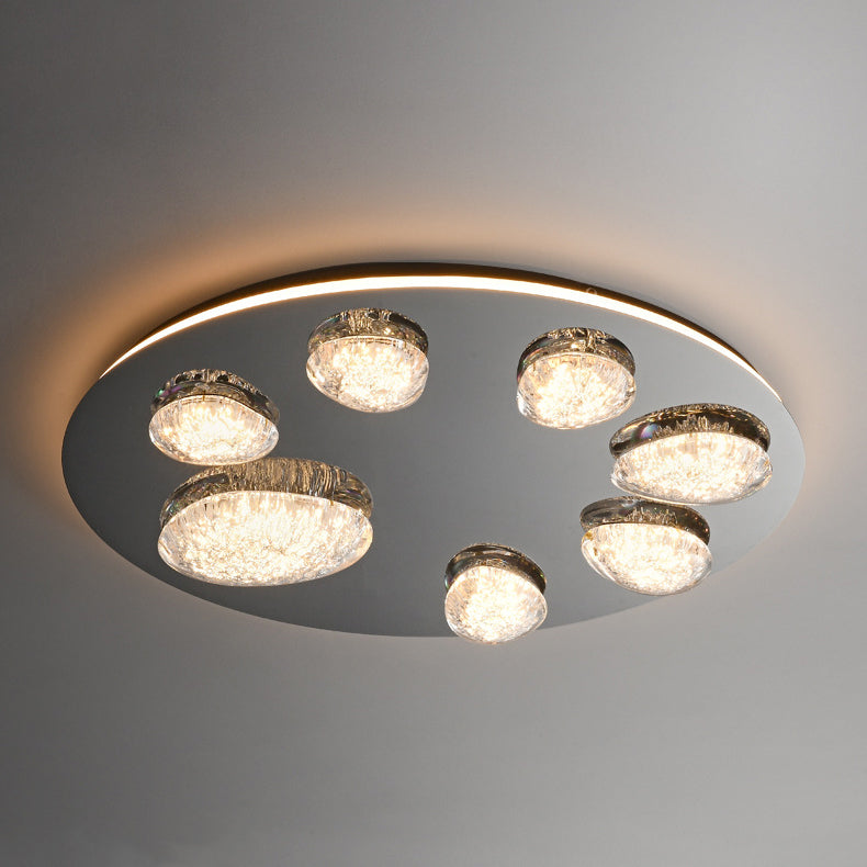 Lumière de plafond LED à montage affleurant en acrylique et acier inoxydable, matériel moderne minimaliste, dôme rond en galet pour chambre 