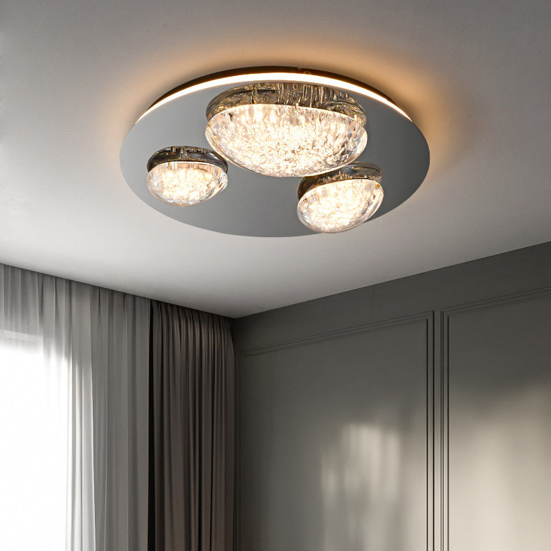 Lumière de plafond LED à montage affleurant en acrylique et acier inoxydable, matériel moderne minimaliste, dôme rond en galet pour chambre 
