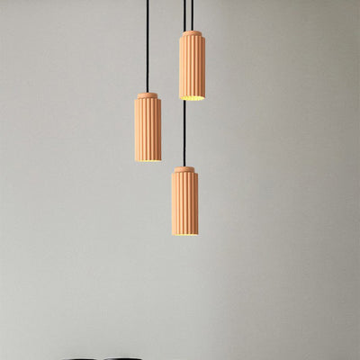 Cylindre Rond Nordique Contemporain en Fer et Aluminium 1-Lumière Suspension Pour Chambre 