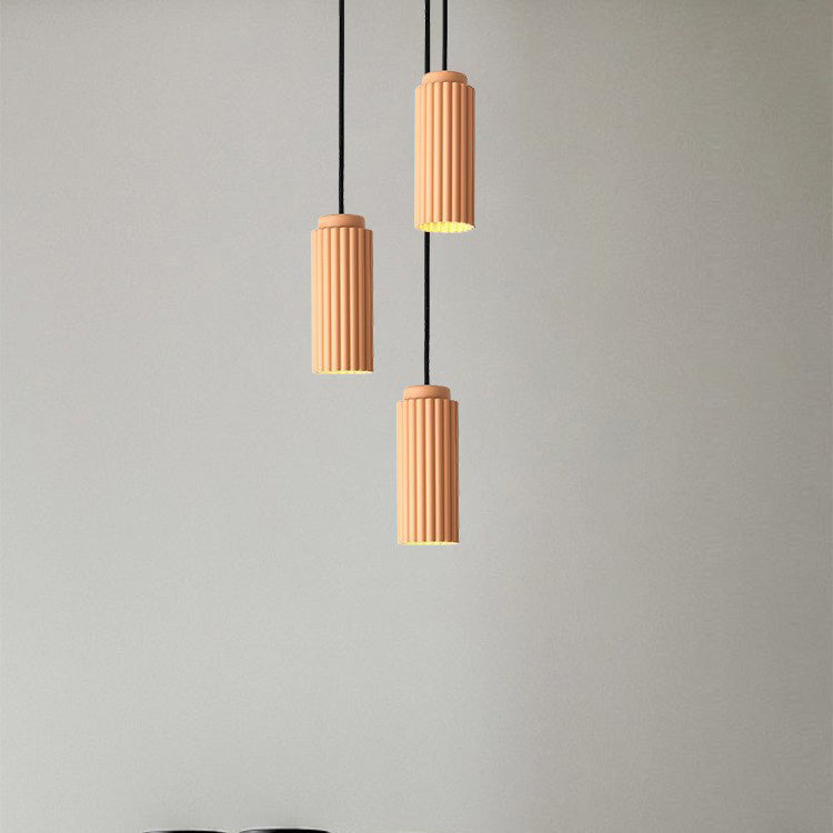 Cylindre Rond Nordique Contemporain en Fer et Aluminium 1-Lumière Suspension Pour Chambre 