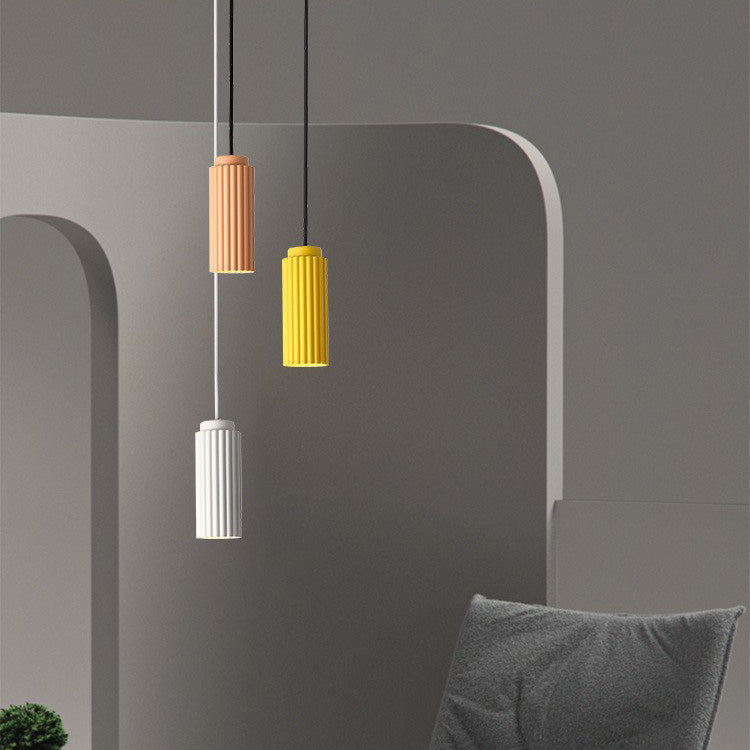 Cylindre Rond Nordique Contemporain en Fer et Aluminium 1-Lumière Suspension Pour Chambre 