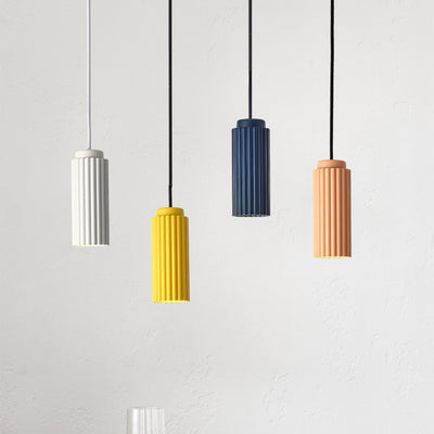 Cylindre Rond Nordique Contemporain en Fer et Aluminium 1-Lumière Suspension Pour Chambre 