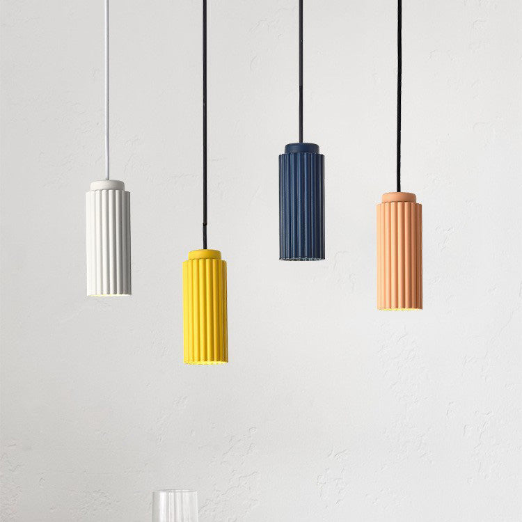 Cylindre Rond Nordique Contemporain en Fer et Aluminium 1-Lumière Suspension Pour Chambre 