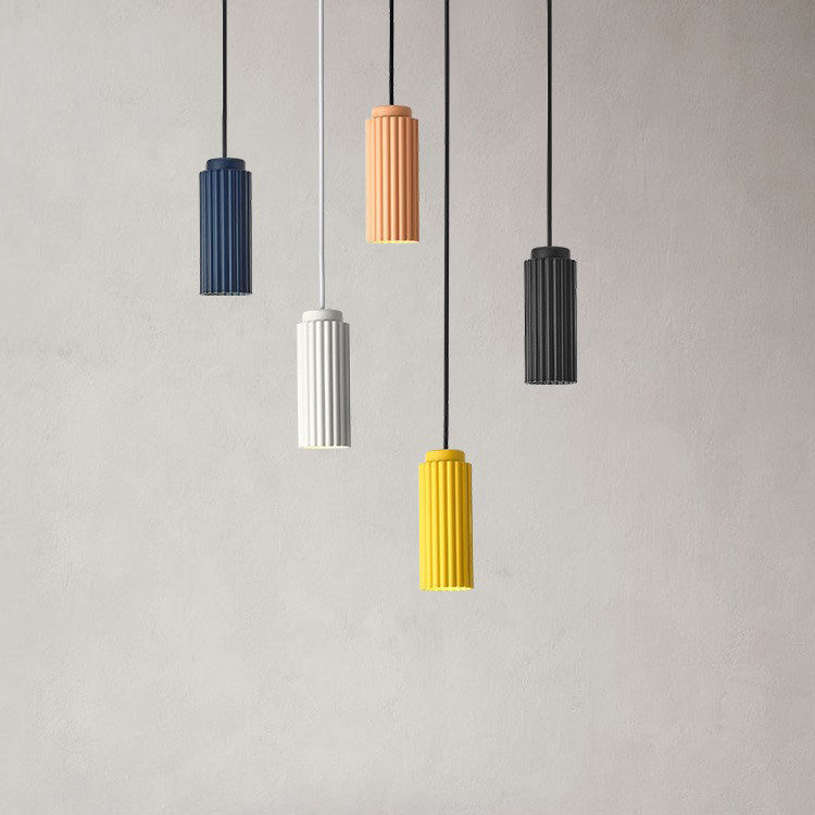 Cylindre Rond Nordique Contemporain en Fer et Aluminium 1-Lumière Suspension Pour Chambre 