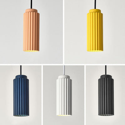 Cylindre Rond Nordique Contemporain en Fer et Aluminium 1-Lumière Suspension Pour Chambre 