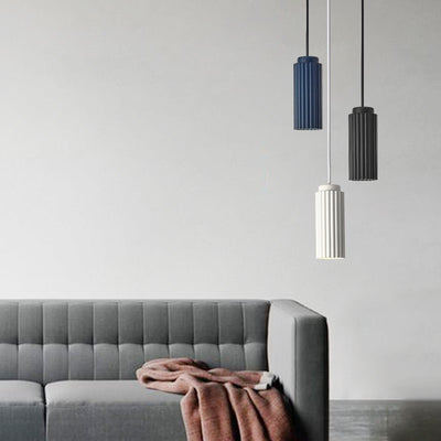 Cylindre Rond Nordique Contemporain en Fer et Aluminium 1-Lumière Suspension Pour Chambre 