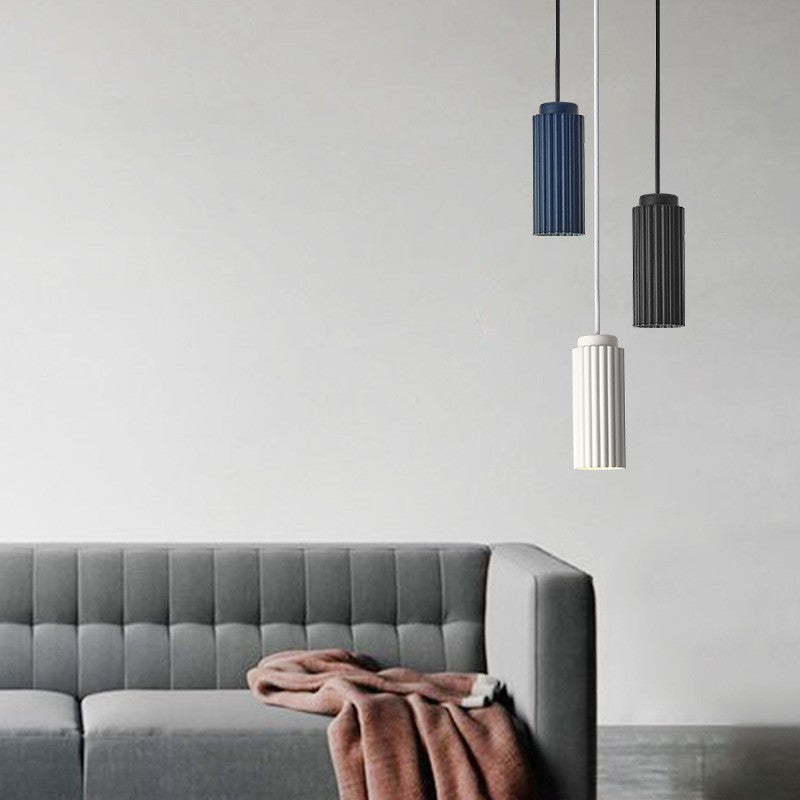 Cylindre Rond Nordique Contemporain en Fer et Aluminium 1-Lumière Suspension Pour Chambre 
