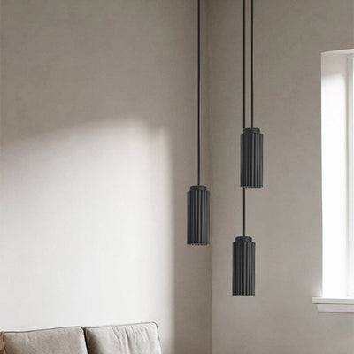 Cylindre Rond Nordique Contemporain en Fer et Aluminium 1-Lumière Suspension Pour Chambre 