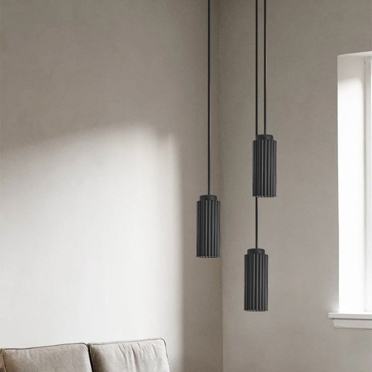 Cylindre Rond Nordique Contemporain en Fer et Aluminium 1-Lumière Suspension Pour Chambre 