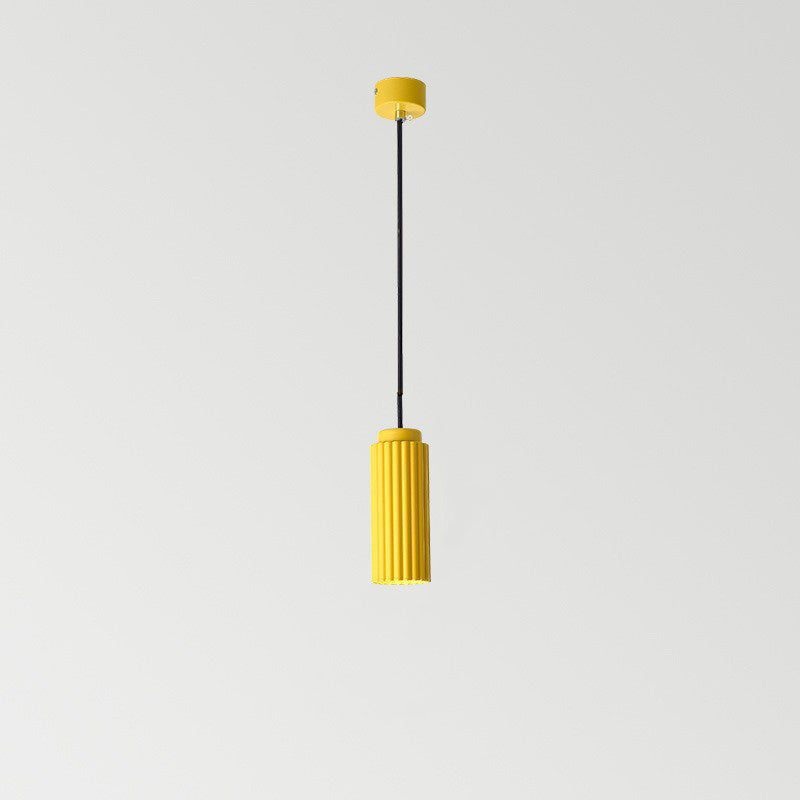 Cylindre Rond Nordique Contemporain en Fer et Aluminium 1-Lumière Suspension Pour Chambre 