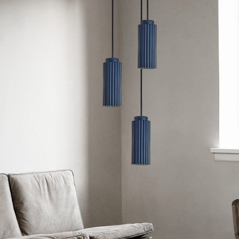 Cylindre Rond Nordique Contemporain en Fer et Aluminium 1-Lumière Suspension Pour Chambre 