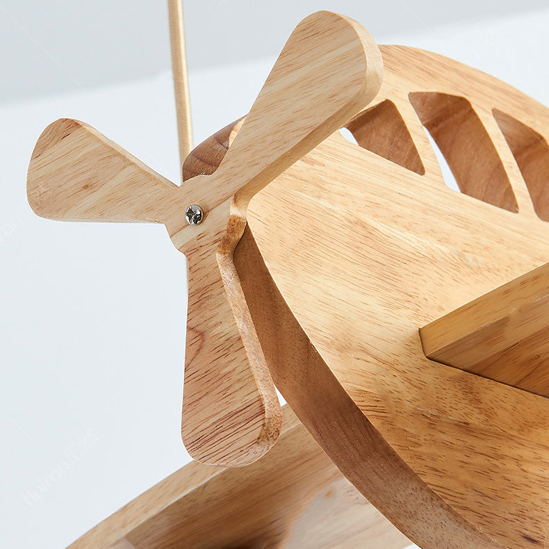 Zeitgenössischer Kreativer Kinder Cartoon Flugzeug Kugel Holz Eisen Glas 3-Licht Kronleuchter Für Schlafzimmer 