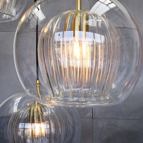 Zeitgenössische nordische runde Kugel Eisen Glas 1-Licht Pendelleuchte für das Esszimmer 