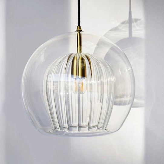 Zeitgenössische nordische runde Kugel Eisen Glas 1-Licht Pendelleuchte für das Esszimmer 